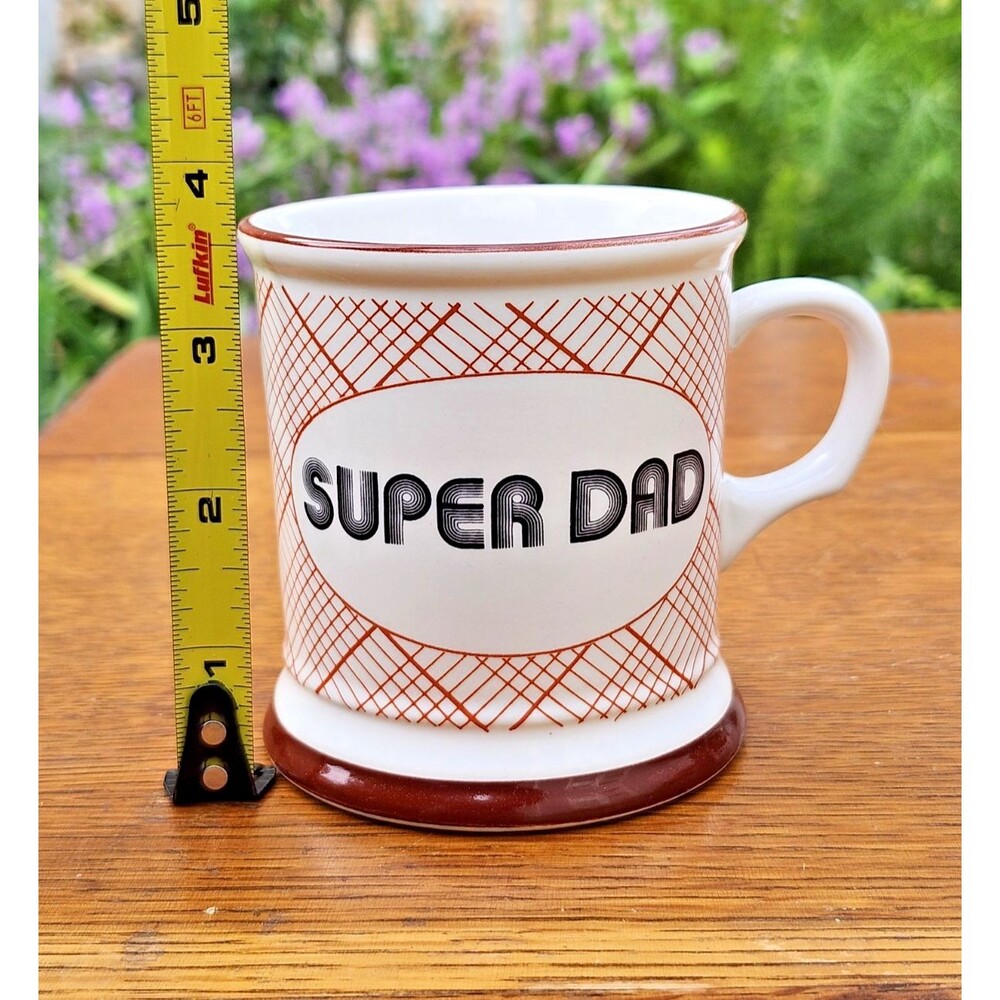 George Good Super Dad Ceramic Coffee Mug White/Brown 10 fl oz Father's Day Plaid - Picture 2 of 7